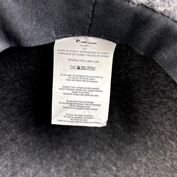 Rip Curl 100% Wool Felt Hat Braided Hat Band Charcoal Natural Fiber Accessories - Picture 10 of 10